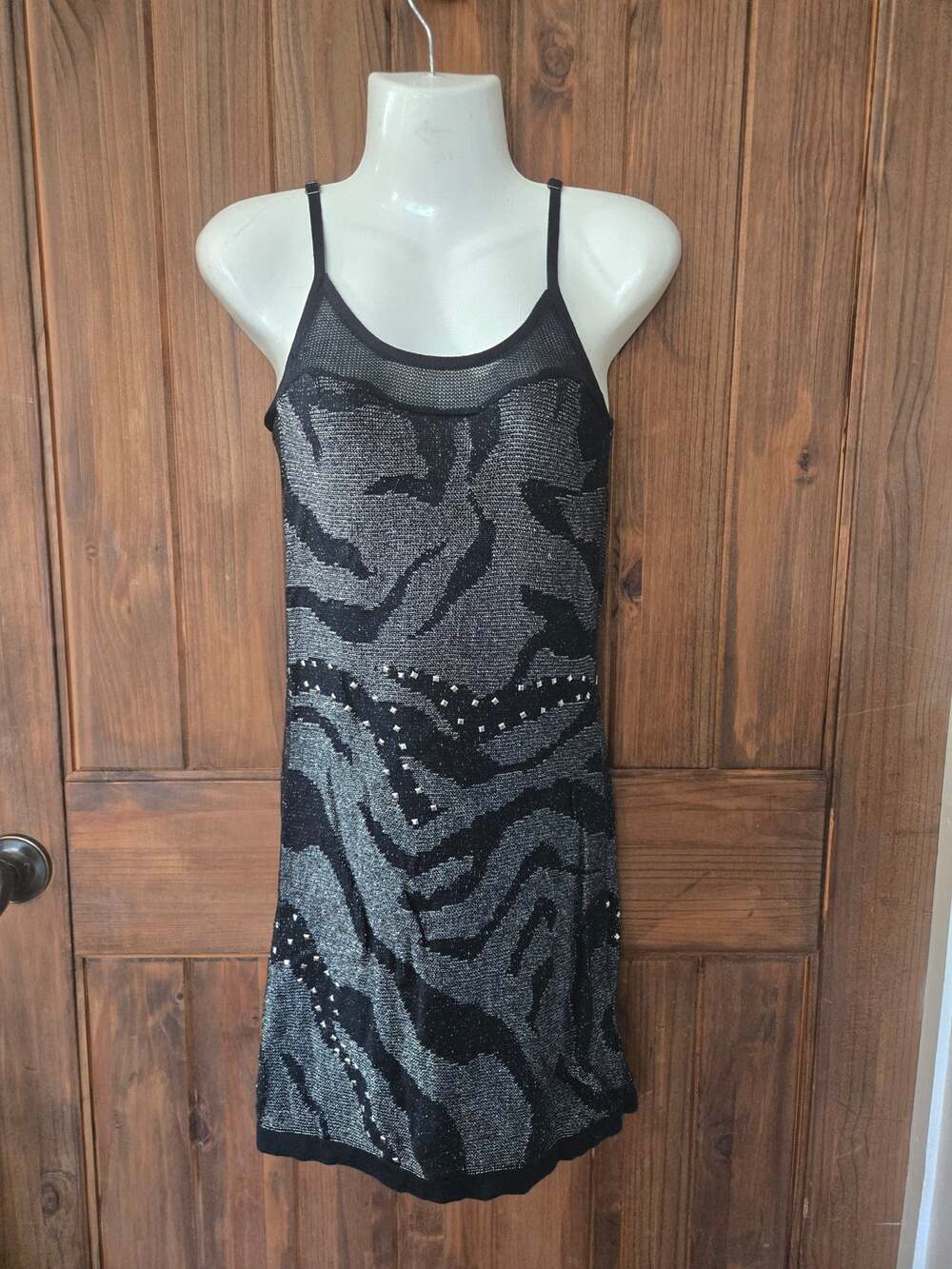 GUESS Womens Medium Metallic Animal Print Bodycon Mini Dress Party Y2K